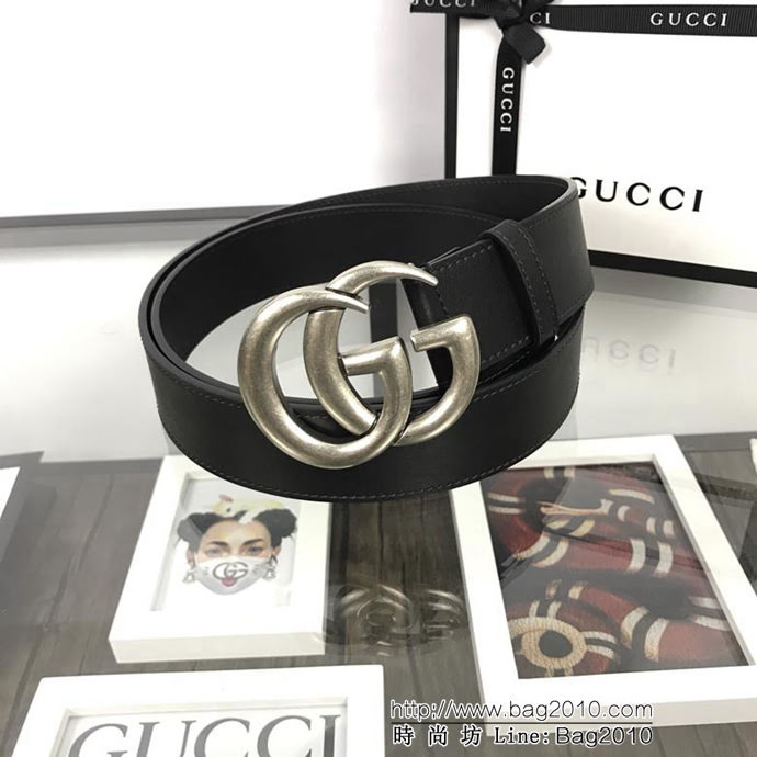 GUCCI古馳 官網暢銷爆款 原單品質 雙面進口頭層對版定制皮料 復古GG對版4.0扣 男士皮帶  xfp1419